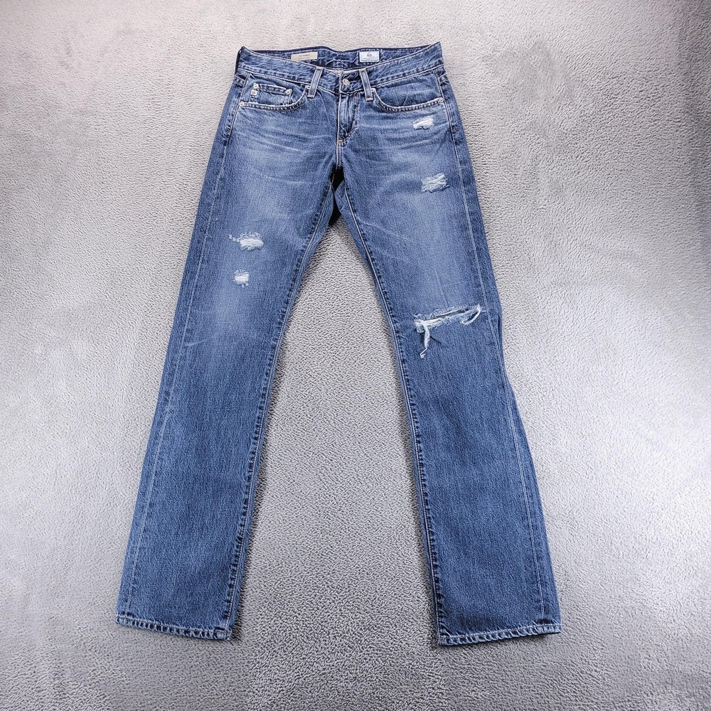 AG Jeans Womens 26 Blue Tomboy Relaxed Straight Mid Rise Distressed USA Denim